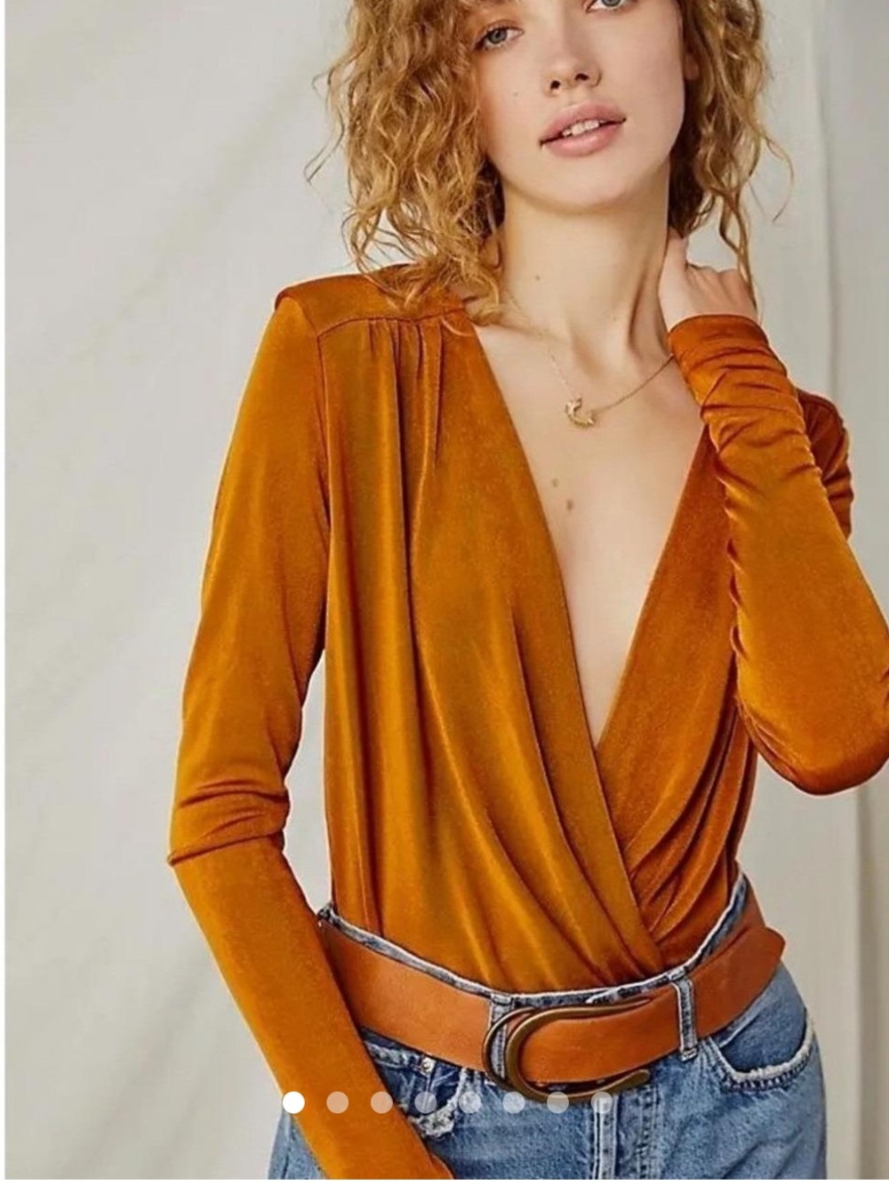 (NWT) Free People Bodysuit  Long Sleeve in Honey Ginger / Orange Womens (XL)